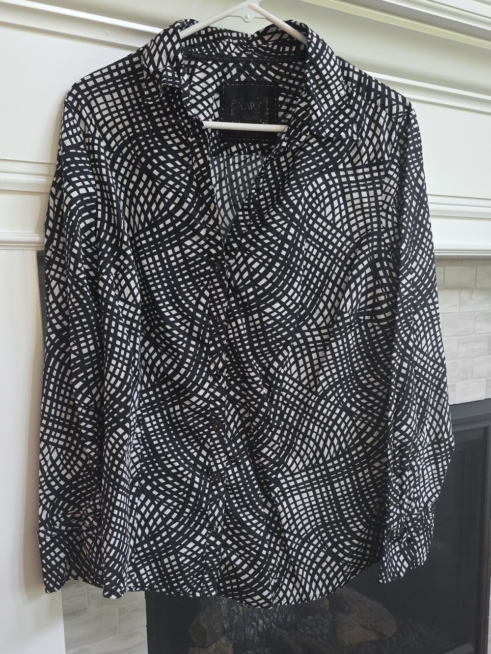 Cato Black & White Geometric Button-Down Shirt